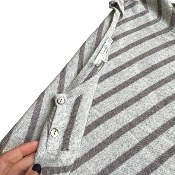 Boden NWT Gray Stripe Tunic Sweater Sz 10 Lightweight Cashmere Blend - Picture 5 of 6